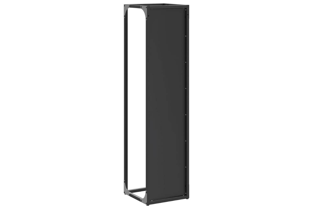 Durable Firewood Rack 25 x 25 x 100 cm in Black Made of Cold-Rolled Steel
