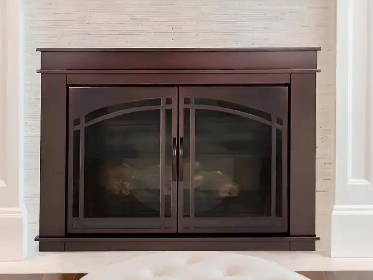 Farnsworth Fireplace Glass Door InstalledFarnsworth Fireplace Glass Door Installed
