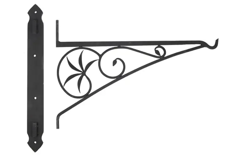 24" Swivel Arm Fireplace Crane – Wrought Iron Hearth Cooking Bracket with Black Powder Coated Finish