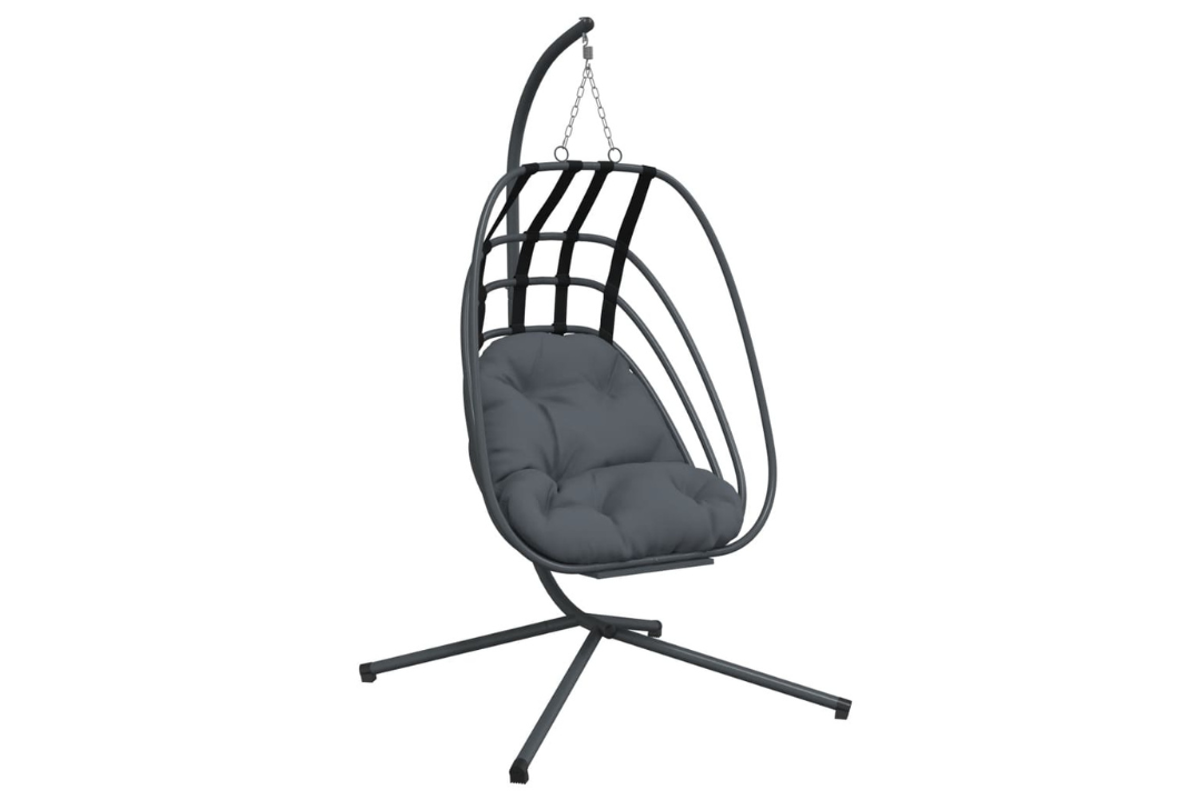 Hanging Egg Chair with Stand Anthracite Steel Stuffed with PP Cotton Filling