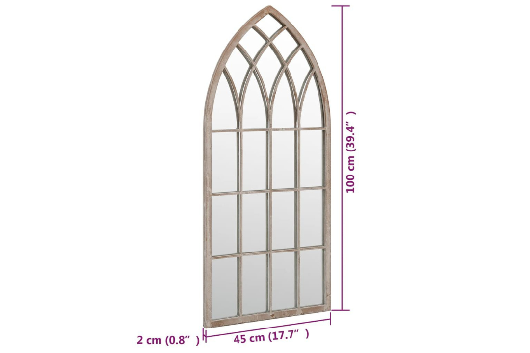 Gothic Arch Outdoor Garden Mirror 100 x 45 cm in Sand Specifications