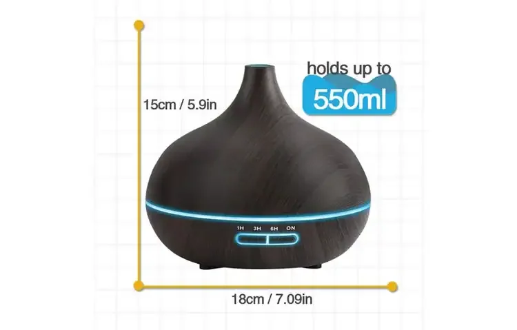 Aromatherapy Essential Oil Diffuser Dark Wood Grain Specs