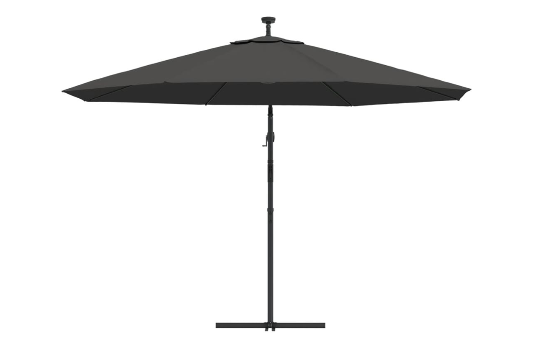 Cantilever Garden Parasol with LED Lights and Metal Pole 350 cm in Anthracite with Anti-Fade Polyester