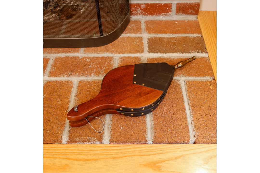 High-Impact Town & Country Fireplace Bellows – Mango Wood, Leather & Brass