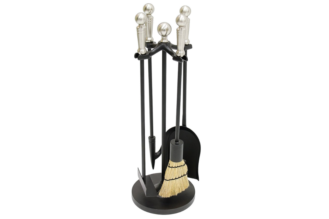 Paxton 4-Piece Mini Fireplace Tool Set in Black and Satin Nickel