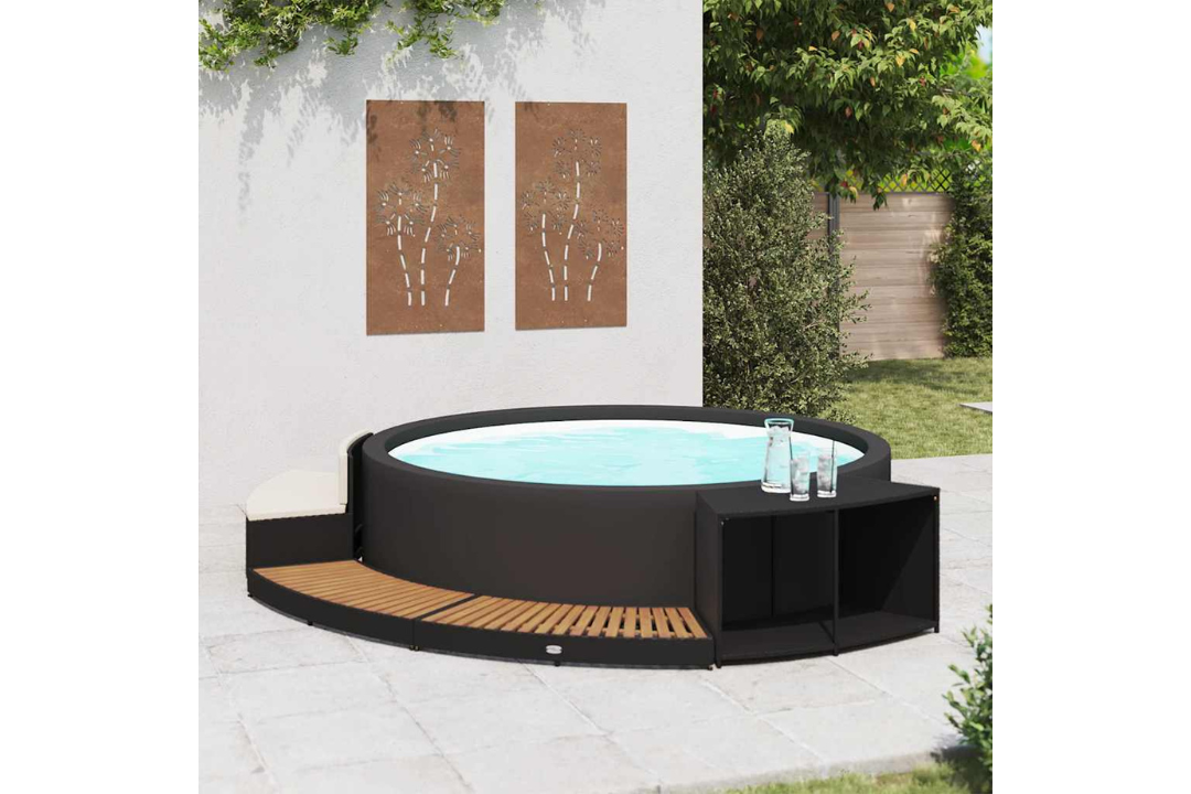 Spa Surround in Black with Storage & Mini Sofa