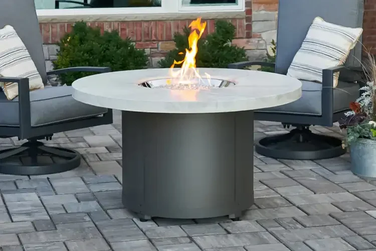 Beacon White Onyx 48" Round Gas Fire Pit Table