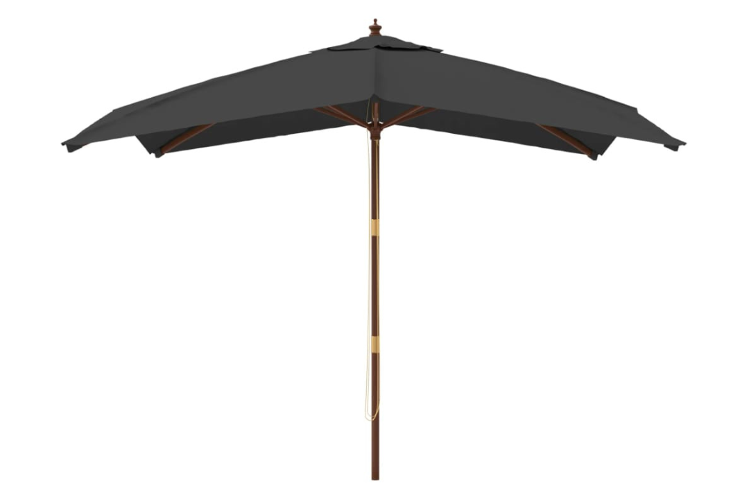 Garden Parasol with Wooden Pole 300x300x273 cm in Anthracite with Laminated 8 Bamboo Ribs