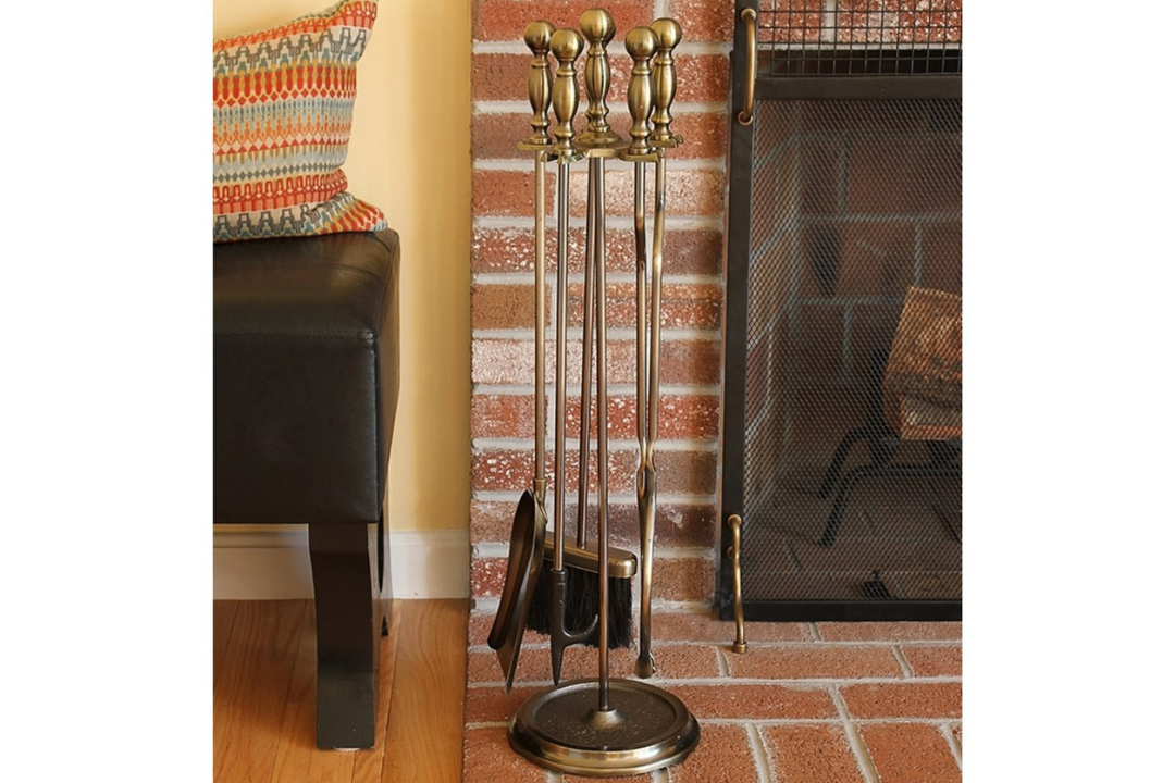 Sutton Fireplace Tool Set in Antique Brass
