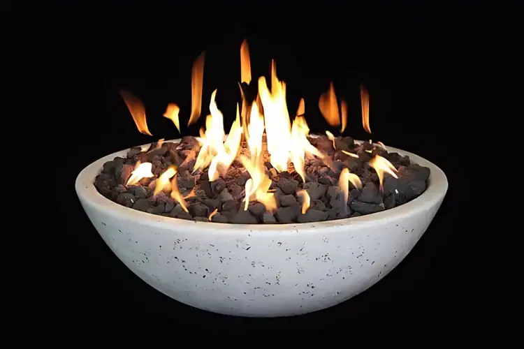 Grand Canyon White 39" x 13" Concrete Gas Fire Bowl with Burner
