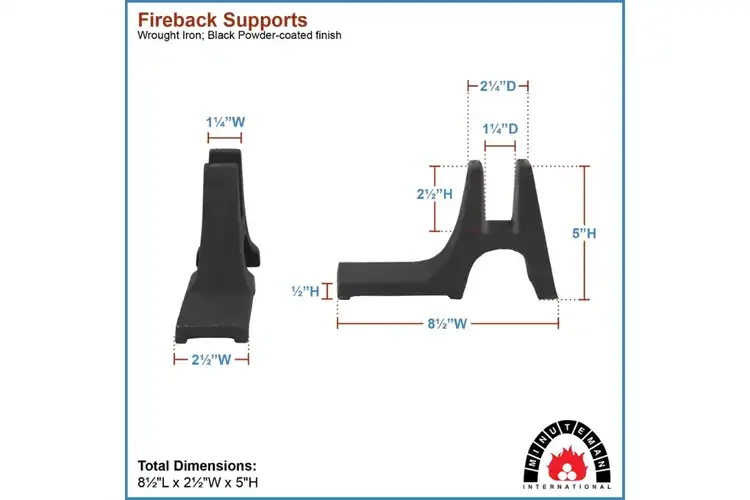 Cast Iron Fireback Supports – Powder-Coated Fireplace Boots (Pair) Specifications