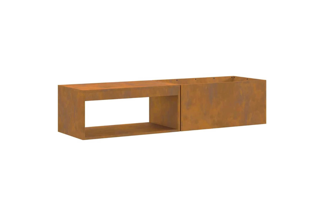 Fire Pit with Log Storage 160 x 45 x 35 cm in Rusty Brown