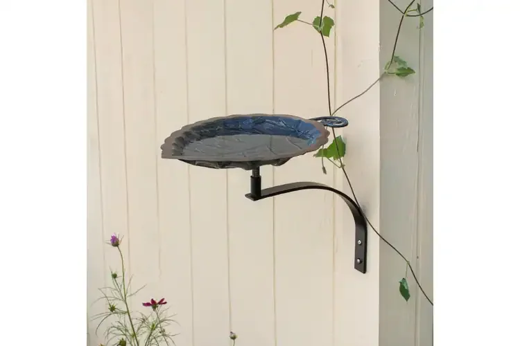 Aspen Leaf Birdbath & Wall Mount Bracket with Antique Copper Plating