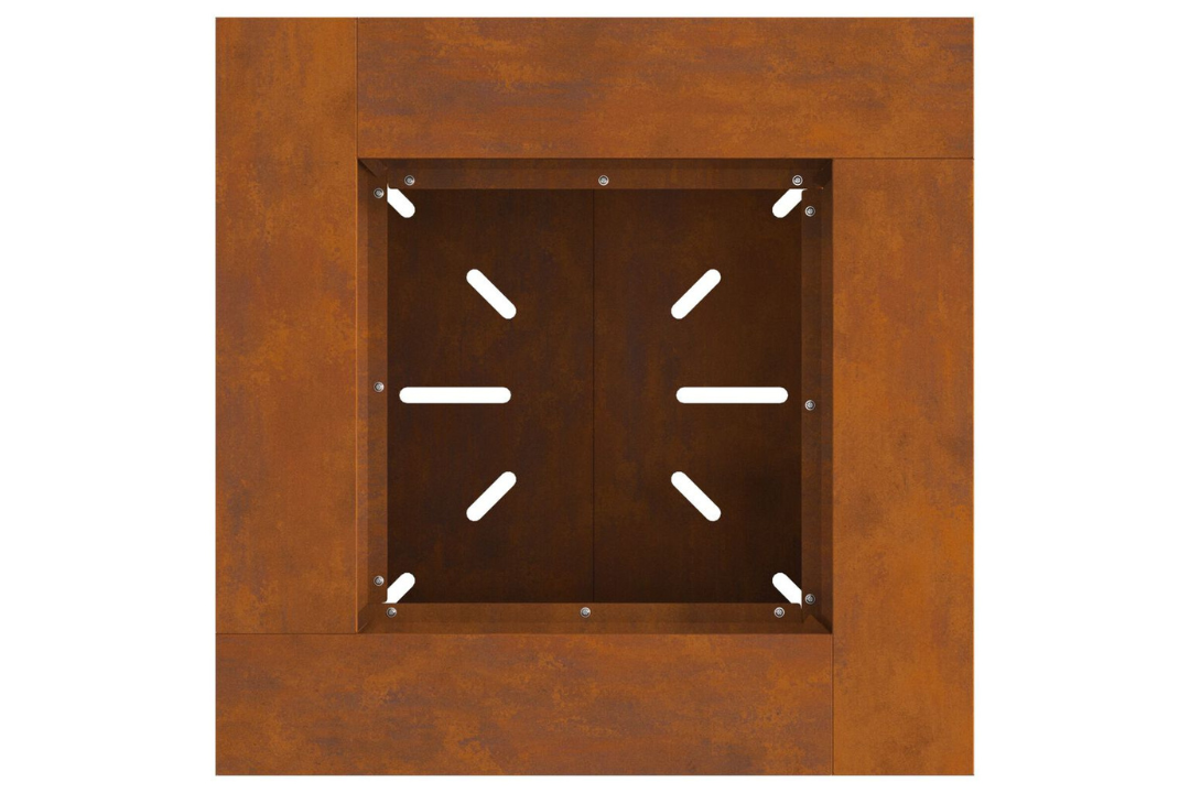 Modern Fire Pit 60 x 60 x 50 cm in Rusty Brown Weathering Steel