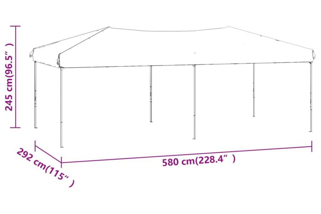 Folding Party Tent 3 x 6 m in White with 210D Oxford Fabric with Silver Coating Tent Specifications