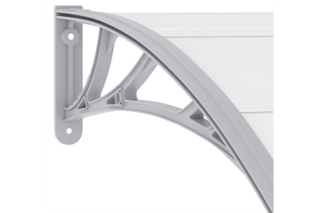 Corrosion-Resistant Door Canopy 120x100 cm Polycarbonate with ABS Brackets in Grey Brackets and Transparent Sheets