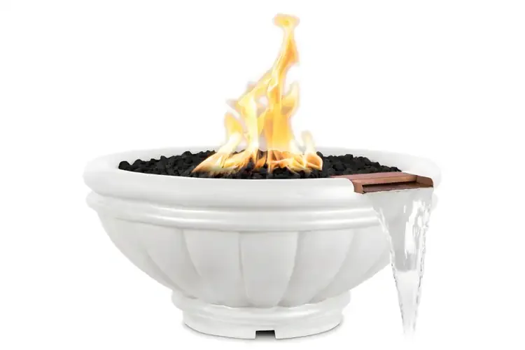 The Outdoor Plus 24" Roma GFRC – Fire & Water Bowl - Limestone
