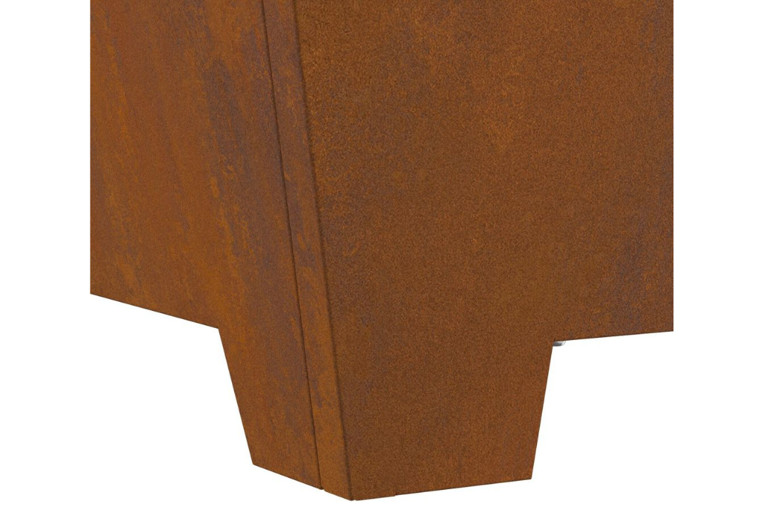 Sleek Fire Pit Square 80 x 80 x 40 cm in Rusty Brown Weathering Steel