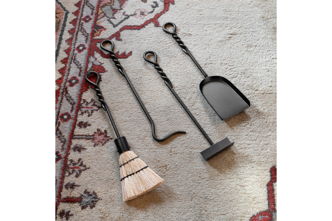 Rope Handle Mini Fireplace Tools – Wrought Iron, Black Finish