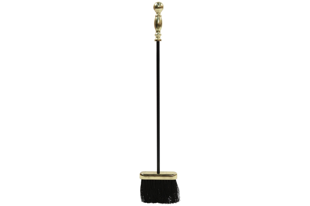 Sutton Fireplace Tool Set Brush in Polished Brass and Black Powder Coated Finish