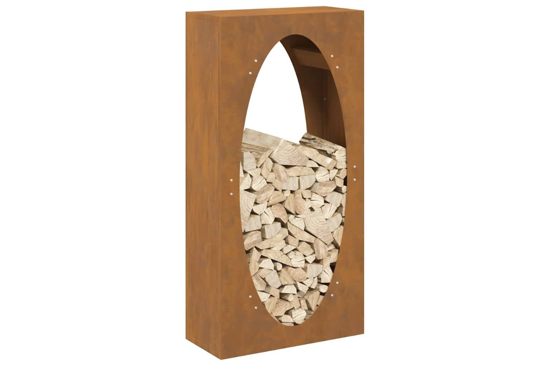 Firewood Rack 50 x 23 x 100 cm in Weathering Steel with Rich Patina