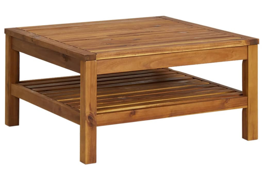 10 Piece Garden Lounge Set with Cream Cushion Solid Acacia Wood Table