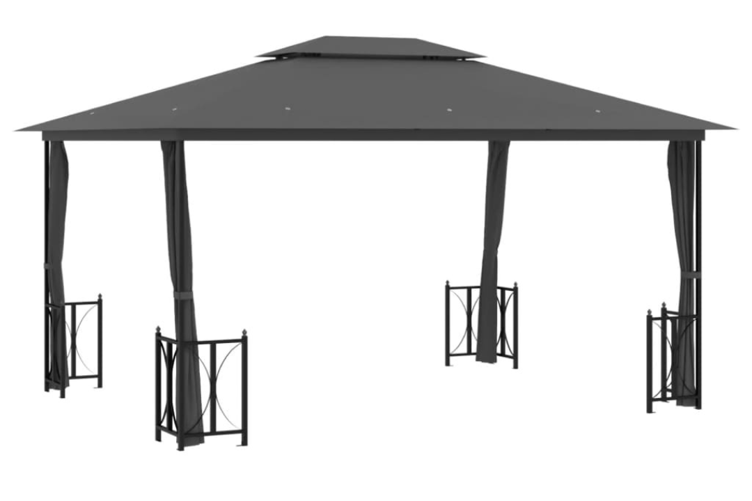 Gazebo with Sidewalls & Double Roofs in Anthracite