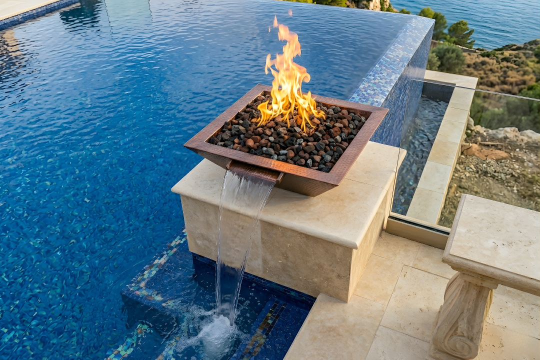 The Outdoor Plus 24" Maya Fire & Water Bowl – Hammered Patina Copper