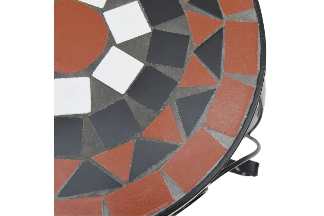 Close-up of Terracotta and White Mosaic Tabletop