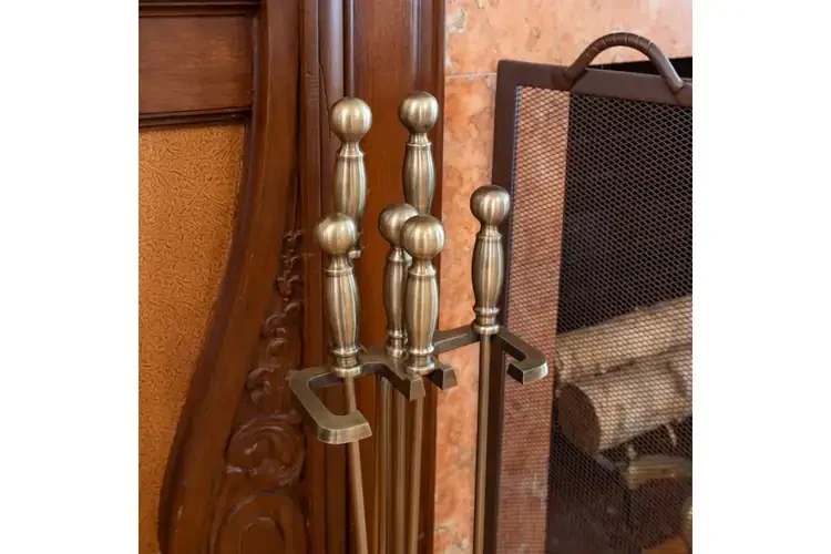 Oxford Fireplace Tool Set in Antique Brass Plated