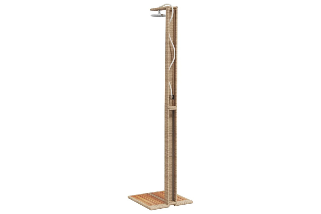 Outdoor Shower 50x55x224 cm in Beige with Solid Acacia Wood with Slated Base