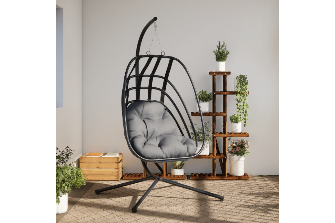 Hanging Egg Chair with Stand Anthracite Steel with Polyester Cover