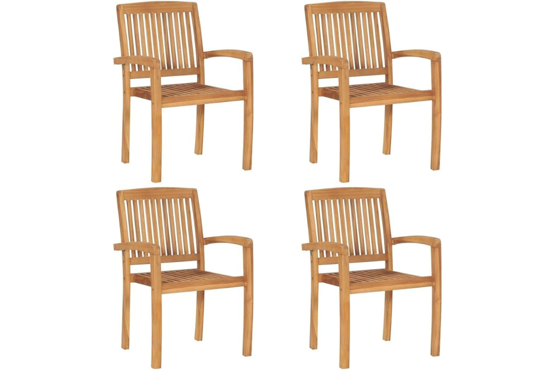 Sunhaven 5-Piece Teak Patio Dining Set with 4 Stackable Chairs