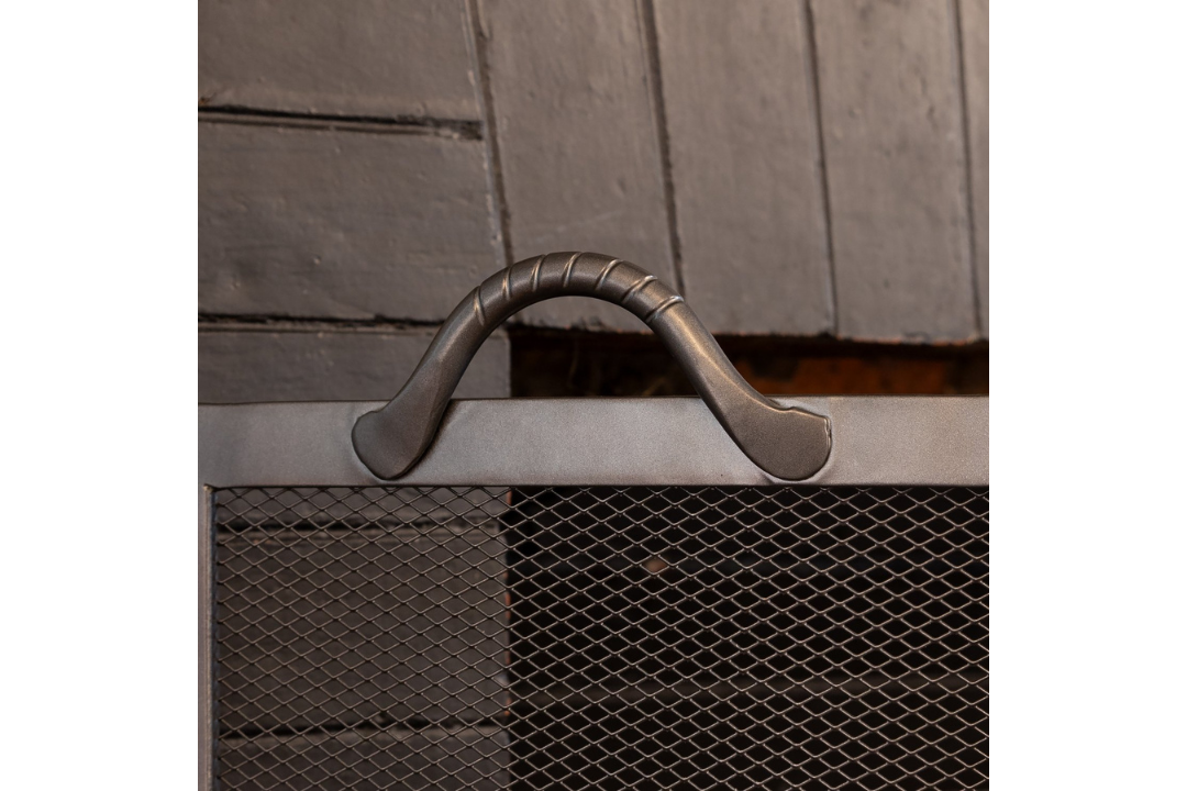 Twisted Rope Folding Fireplace Screen in Graphite Powder Coated Finish