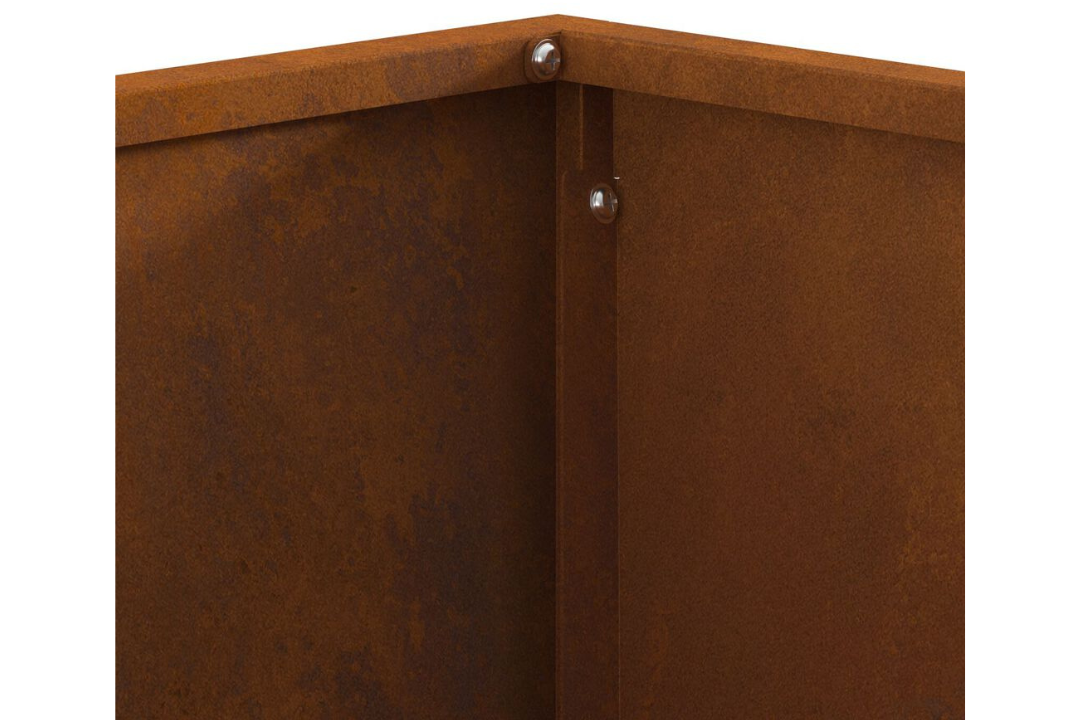 Minimalist Fire Pit Square 80 x 80 x 40 cm in Rusty Brown Weathering Steel