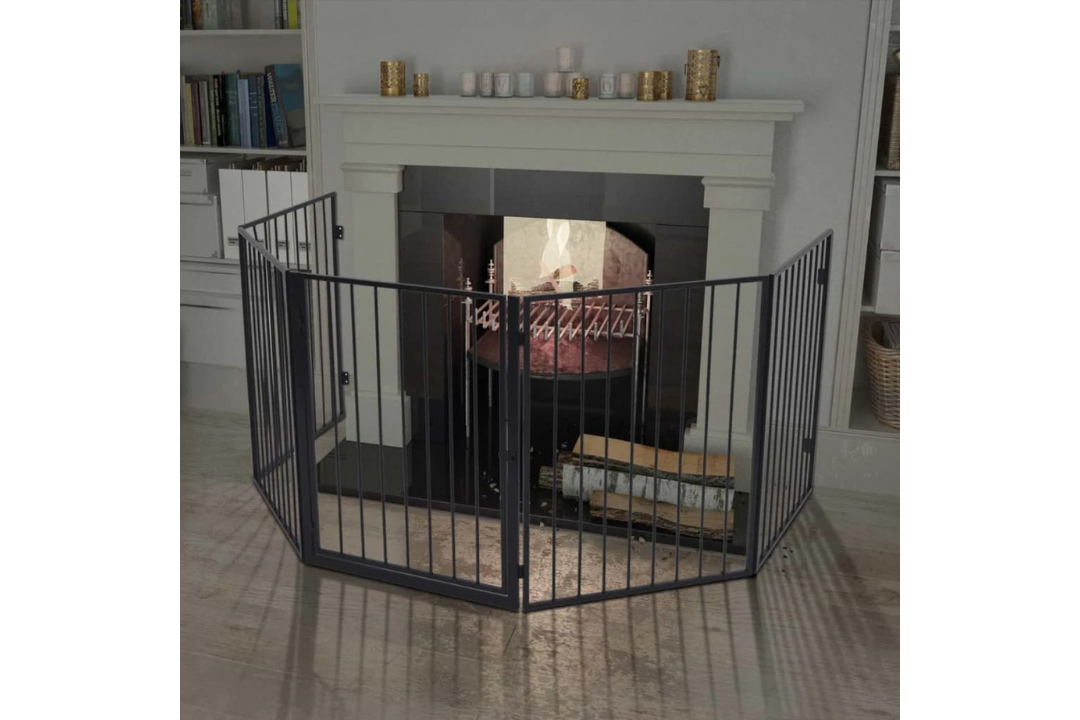 Pet Fireplace Fence Steel Black