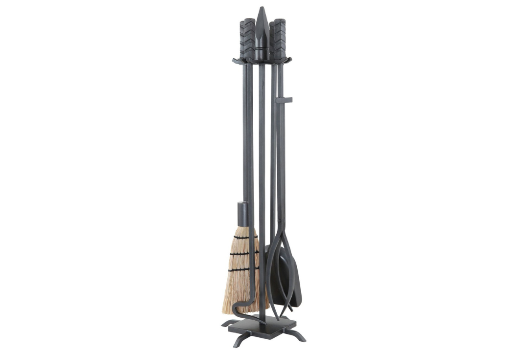 Wright Design Fireplace Tool Set Made of Solid Wrought Iron
