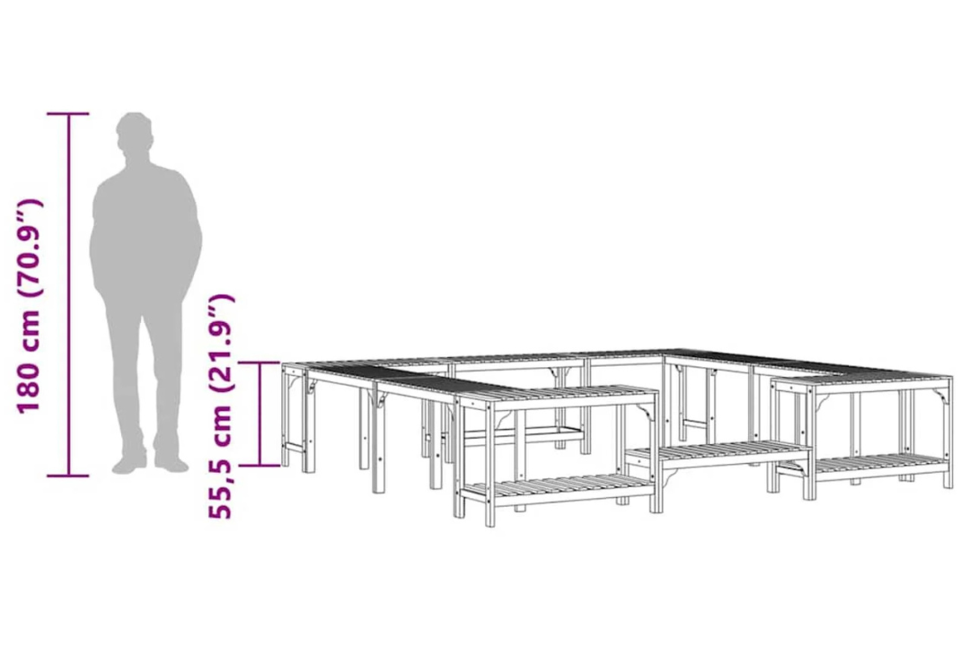 Hot Tub Surround – Square Build from Solid Acacia Wood in 250 x 250 x 55.5 cm Height Comparison