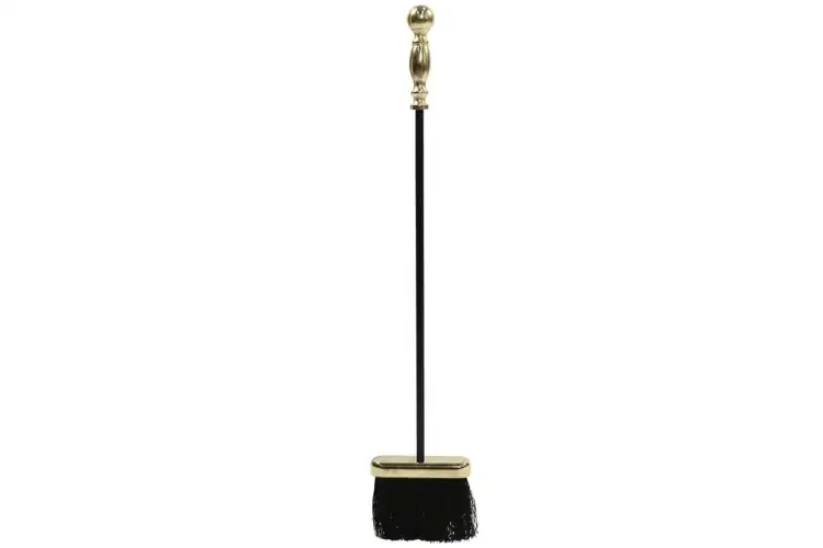 Sutton Fireplace Tool Set Brush in Polished Brass and Black Powder Coated Finish