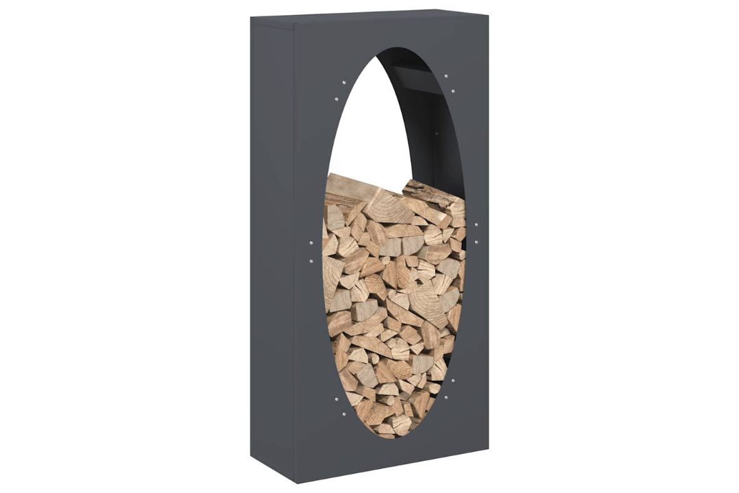 Modern Firewood Rack 50 x 23 x 100 cm in Anthracite Made of Cold-Rolled Steel