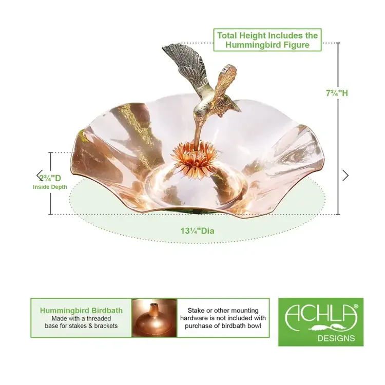 Hummingbird Birdbath Bowl Specifications