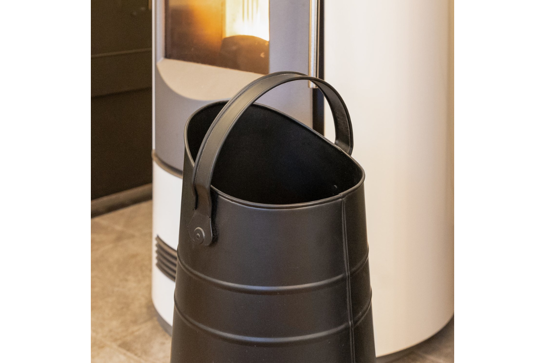 Black Pellet Scuttles with Angled Spout