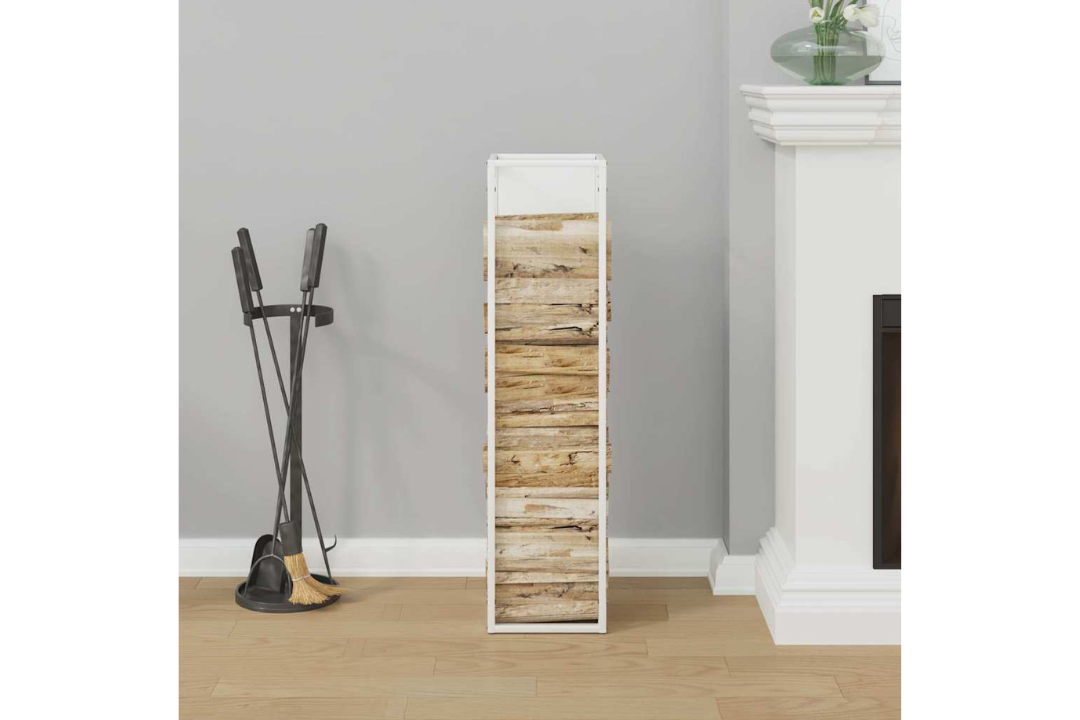 High-Quality Firewood Rack 25 x 25 x 100 cm in White Made of Cold-Rolled Steel