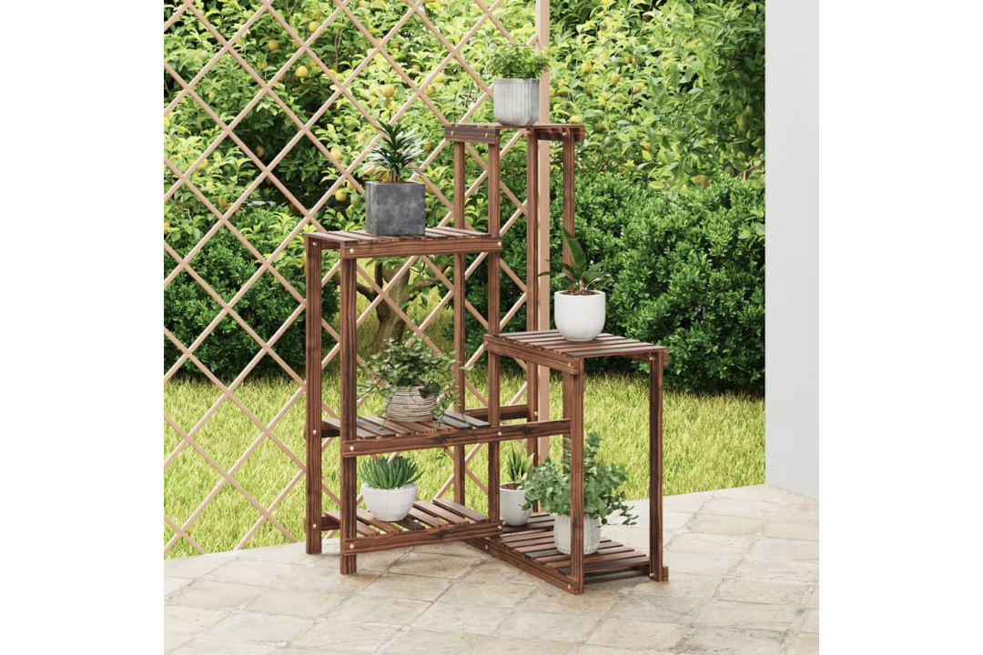 Solid Wood Fir Flower Stand 62.5 x 61.5 x 101.5 cm in Carbonized Brown