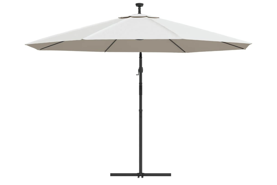 Cantilever Garden Parasol with LED Lights and Metal Pole 350 cm in Sand with Anti-Fade Polyester