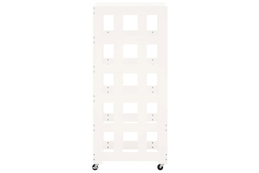 Stable Log Holder with Wheels 40x49x110 cm Solid Pine Wood Firewood Rack in White