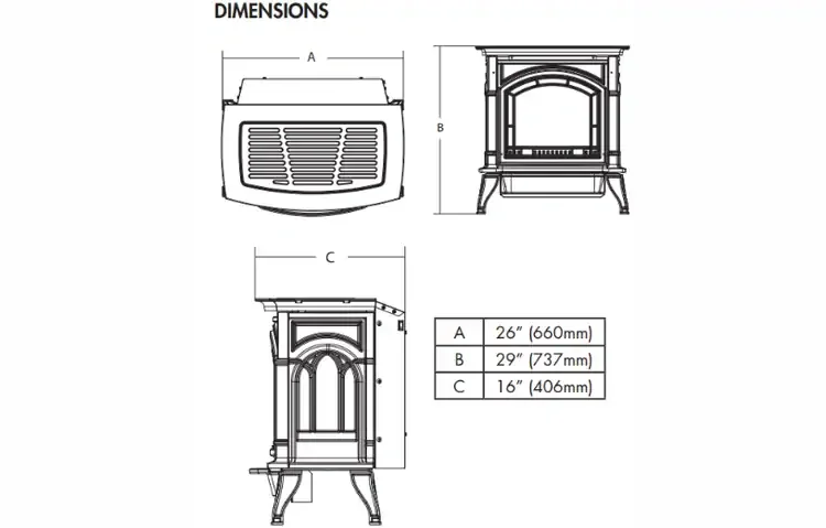 Everwarm Vent-Free Gas Stove Stove Size