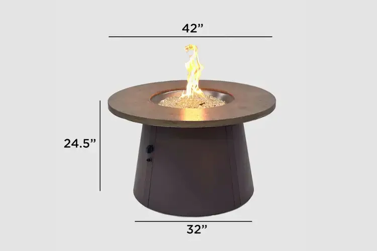 Cirvalo 42" Fossil Brown Round Gas Fire Pit Table Dimension