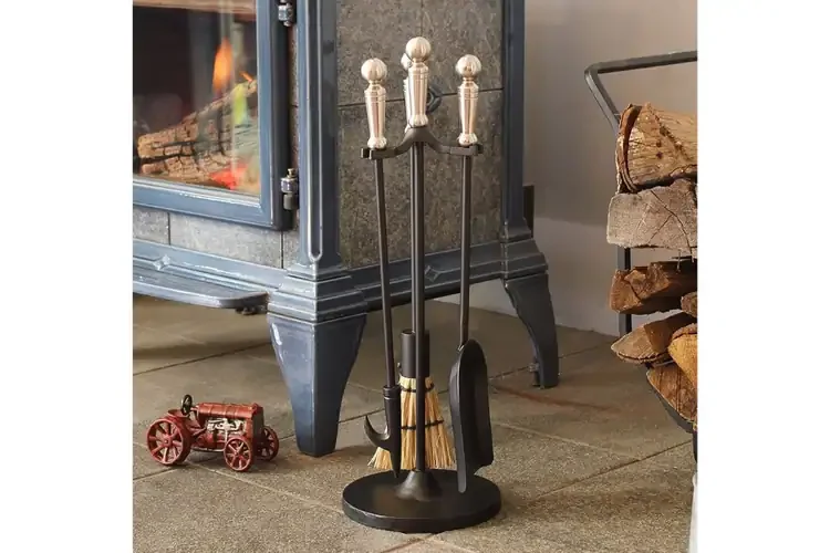 Holden 3-Piece Mini Tool Set in Black & Satin Nickel Made of Cast and Wrought Iron