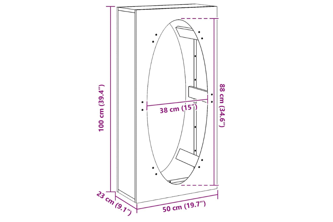 Firewood Rack 50 x 23 x 100 cm in Olive Green Made of Cold-Rolled Steel Specifications